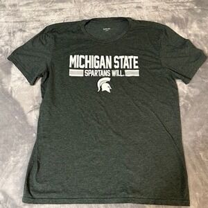 Michigan State Spartans Will Graphic Tee Green T Shirt Womens Plus Size XXL